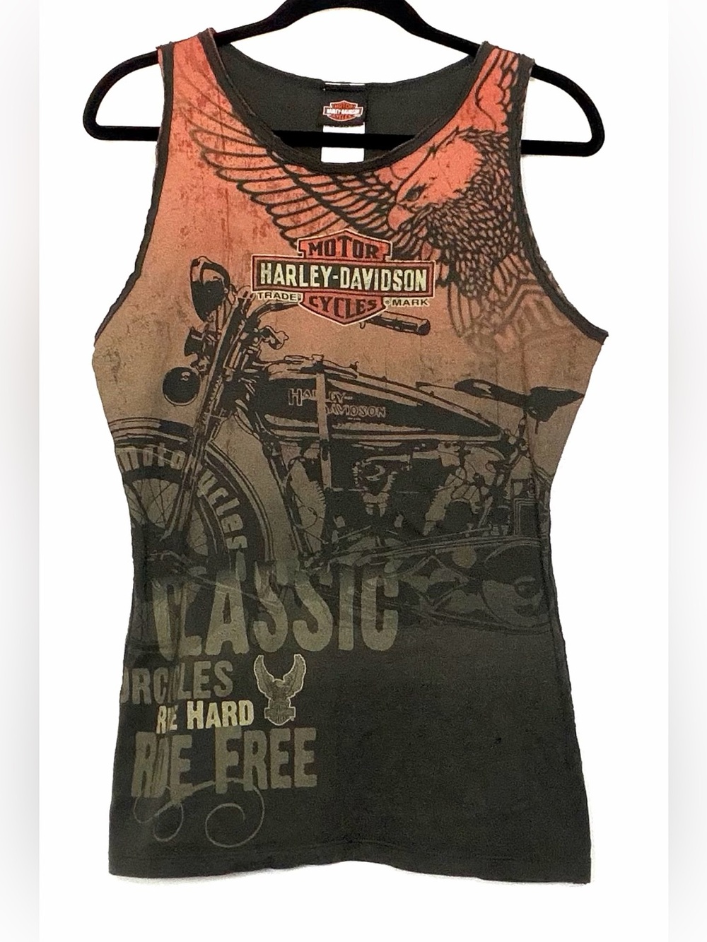 Vintage Harley-Davidson Men’s Sleeveless Graphic Tank - Brown & Black